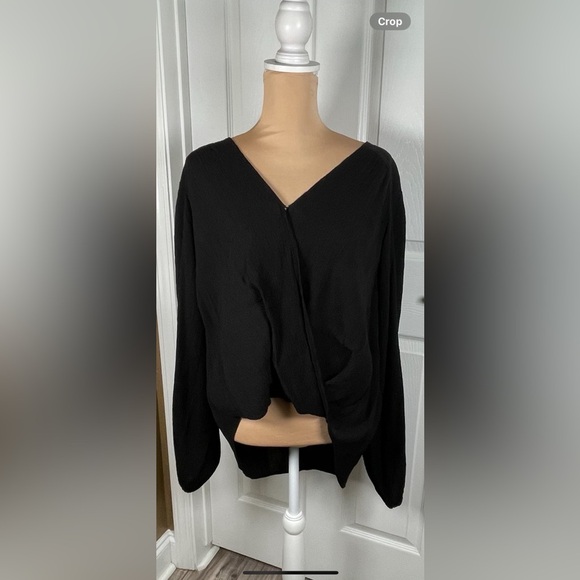 Free People Faux Wrap High Low Long Sleeve Blouse Top,‎ Black, Size M - Picture 9 of 10